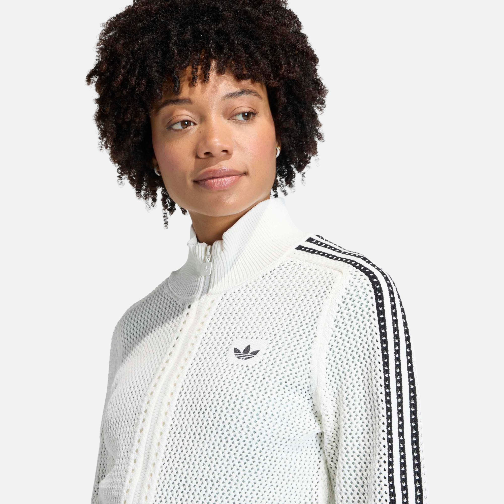 Adidas Women's Crochet Cream Zip Track Top