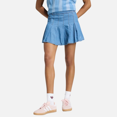 Adidas Women's Blue Denim Pleated Skirt