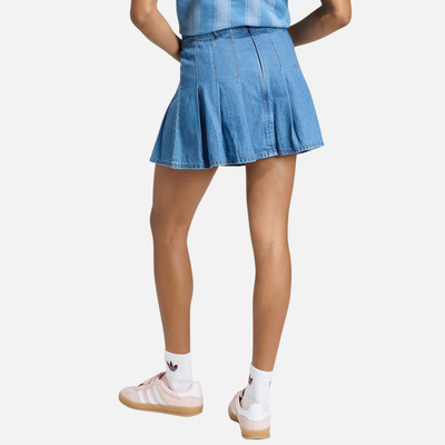 Adidas Women's Blue Denim Pleated Skirt