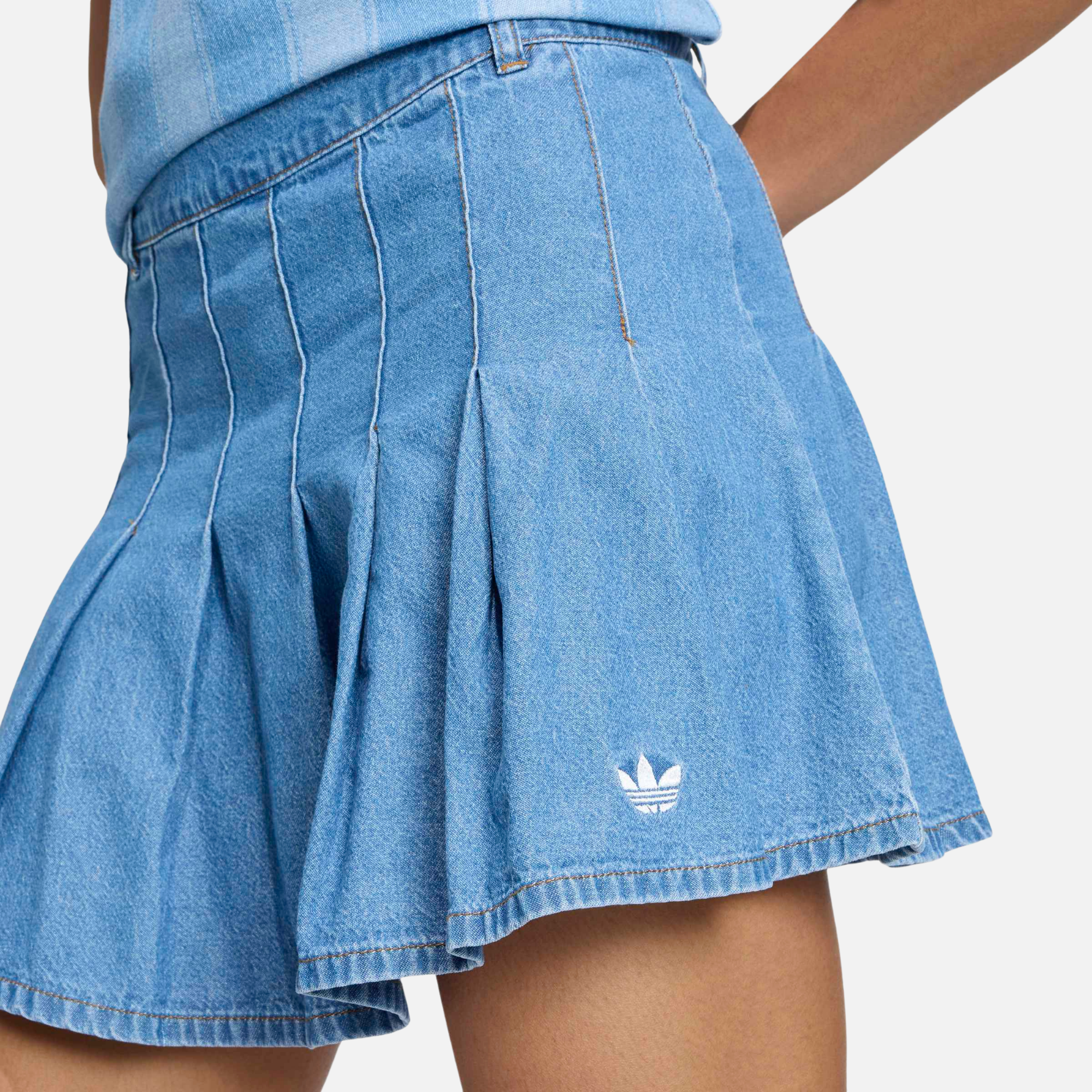 Adidas Women's Blue Denim Pleated Skirt