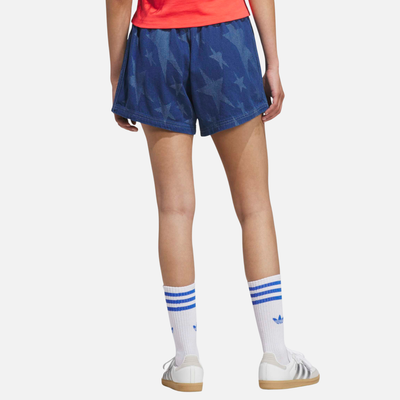 Adidas Women's Blue Denim Graphic Varsity Shorts
