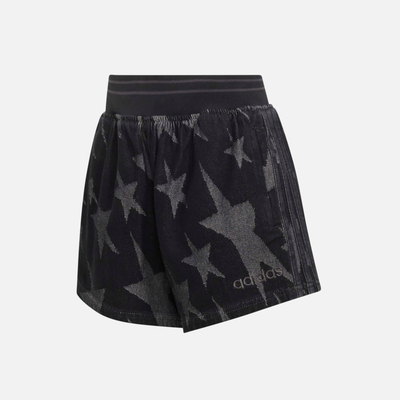 Adidas Women's Black Denim Graphic Shorts