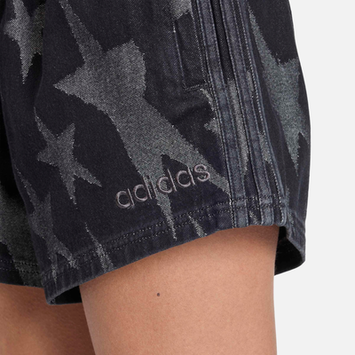 Adidas Women's Black Denim Graphic Shorts