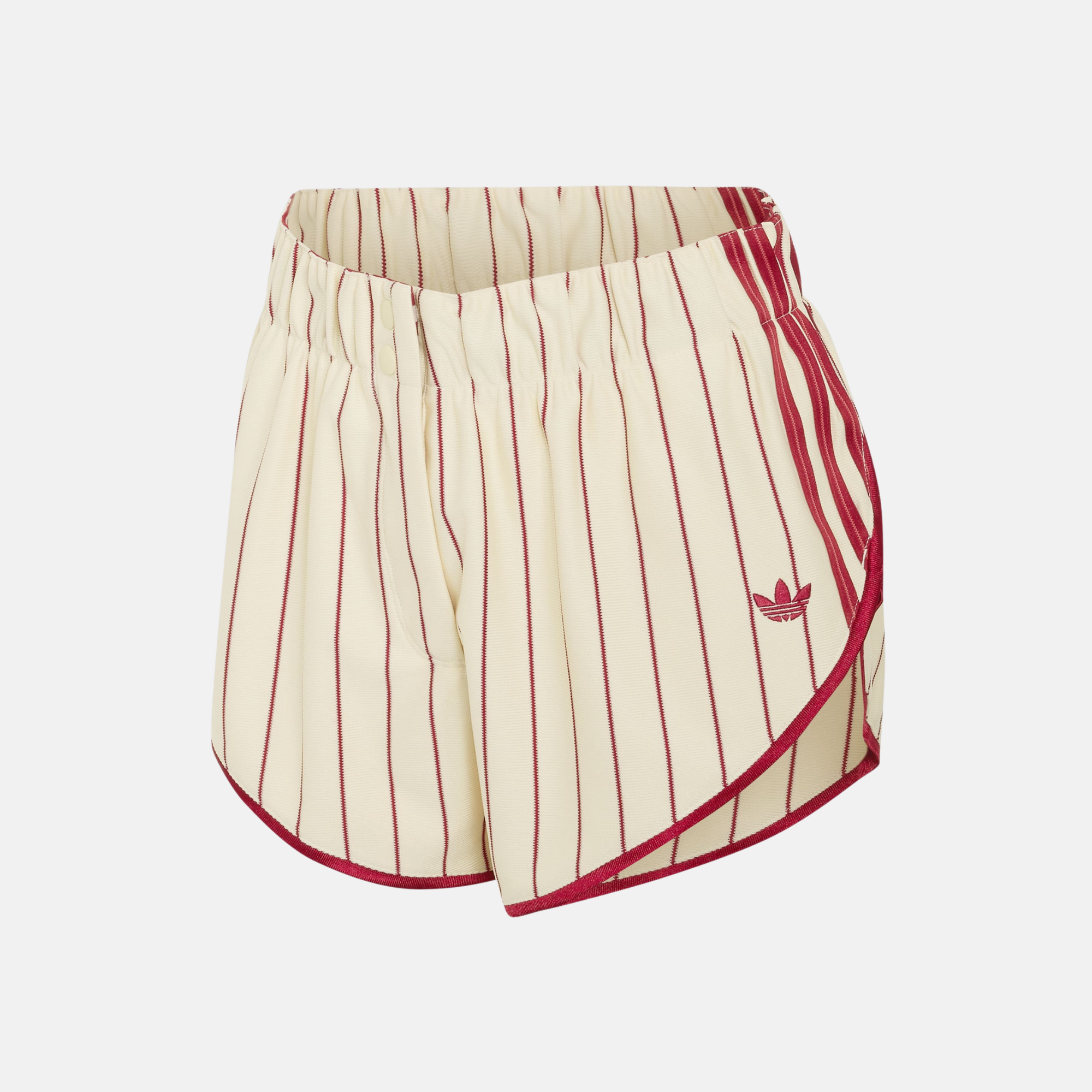 Adidas Women's Burgundy Beige Pinstripe Shorts