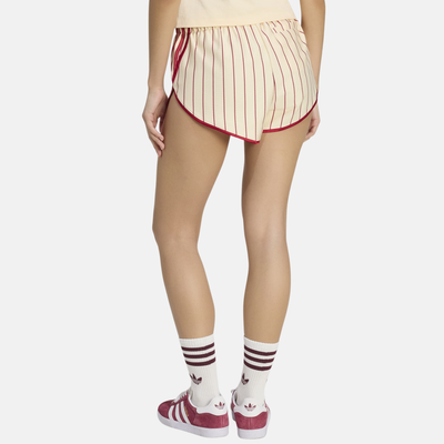 Adidas Women's Burgundy Beige Pinstripe Shorts