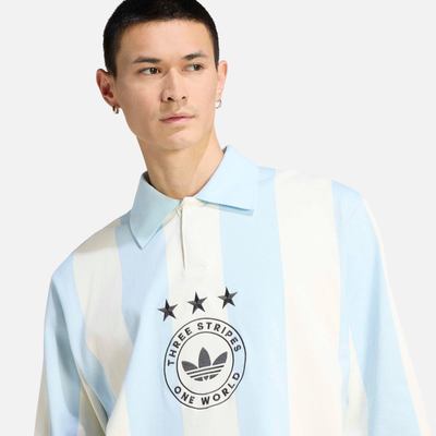 Adidas Originals Graphic Long Sleeve Striped Polo Shirt