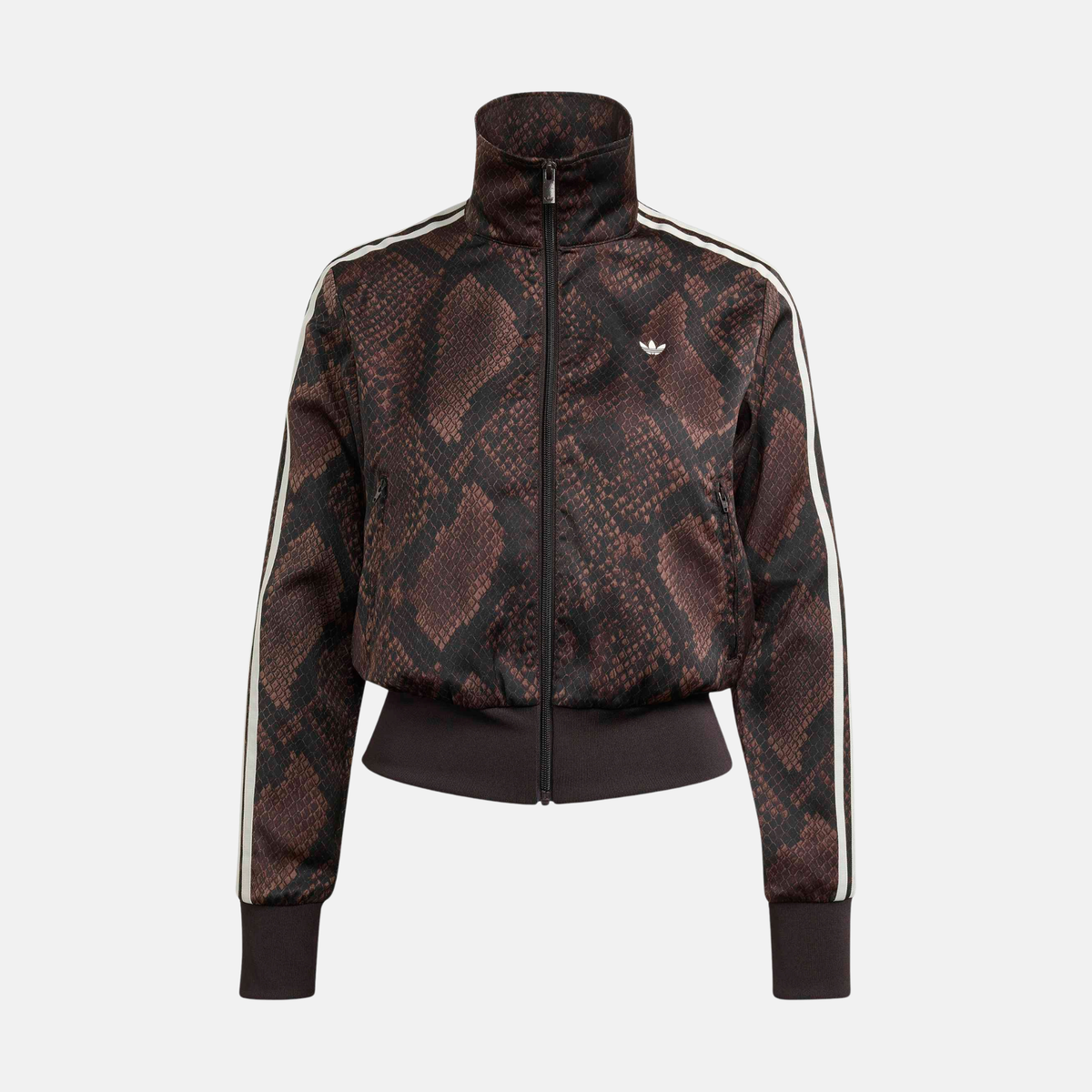 Adidas Women's Satin Brown Snake Print Track Jacket
