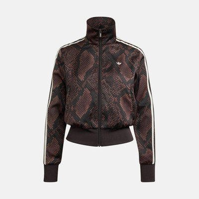 Adidas Women's Satin Brown Snake Print Track Jacket