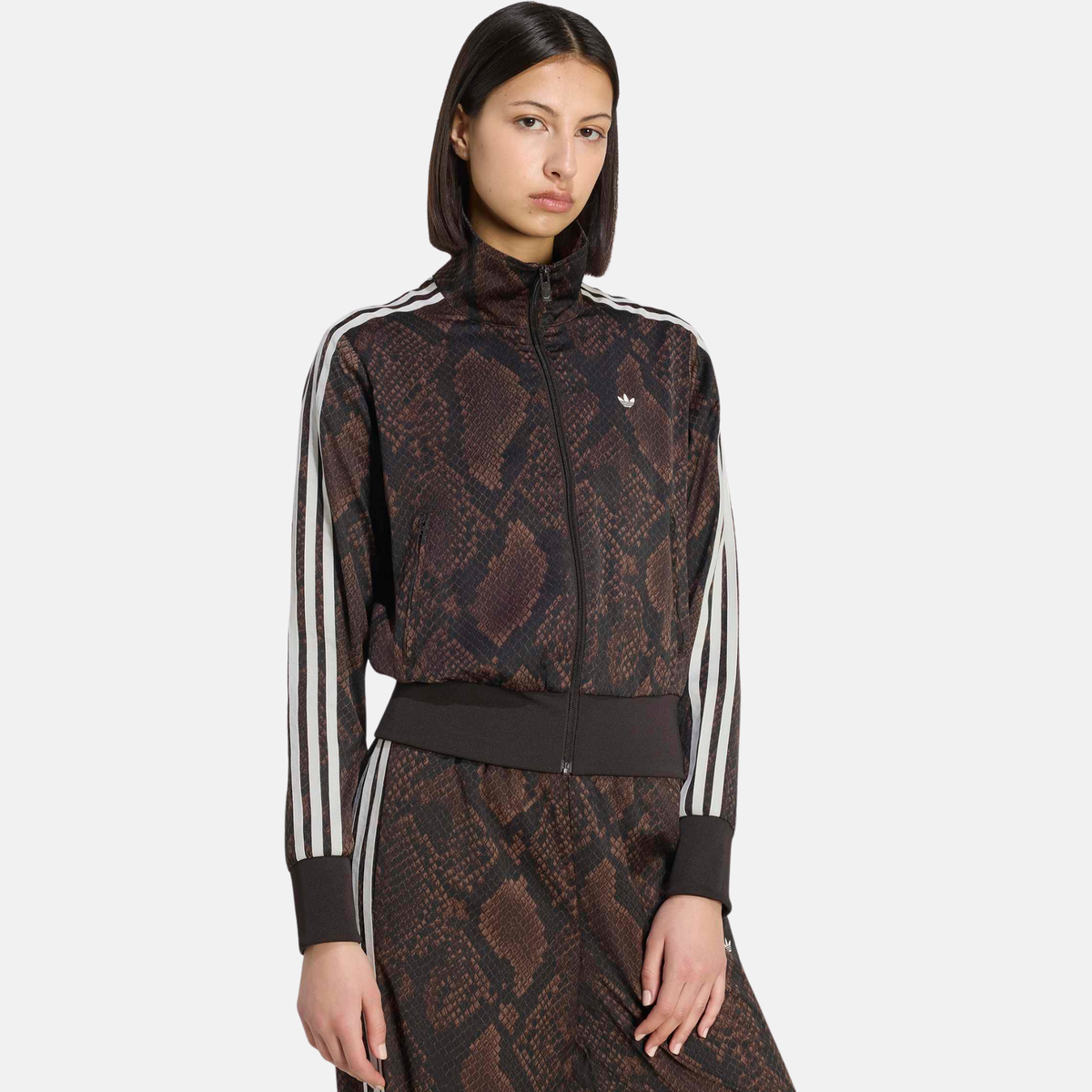 Adidas Women's Satin Brown Snake Print Track Jacket