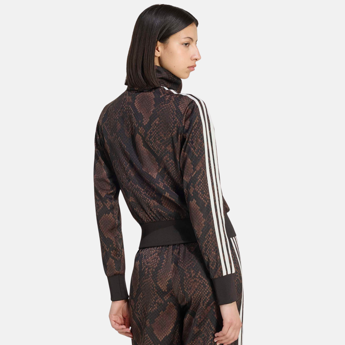 Adidas Women's Satin Brown Snake Print Track Jacket