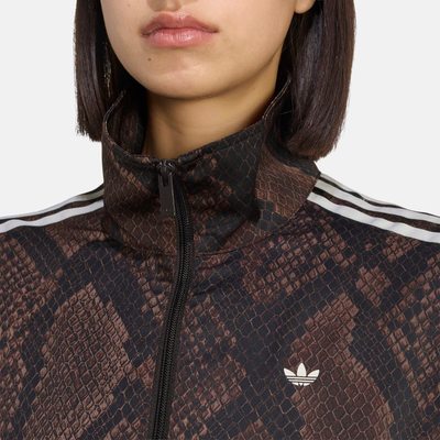 Adidas Women's Satin Brown Snake Print Track Jacket