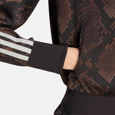 Adidas Women's Satin Brown Snake Print Track Jacket