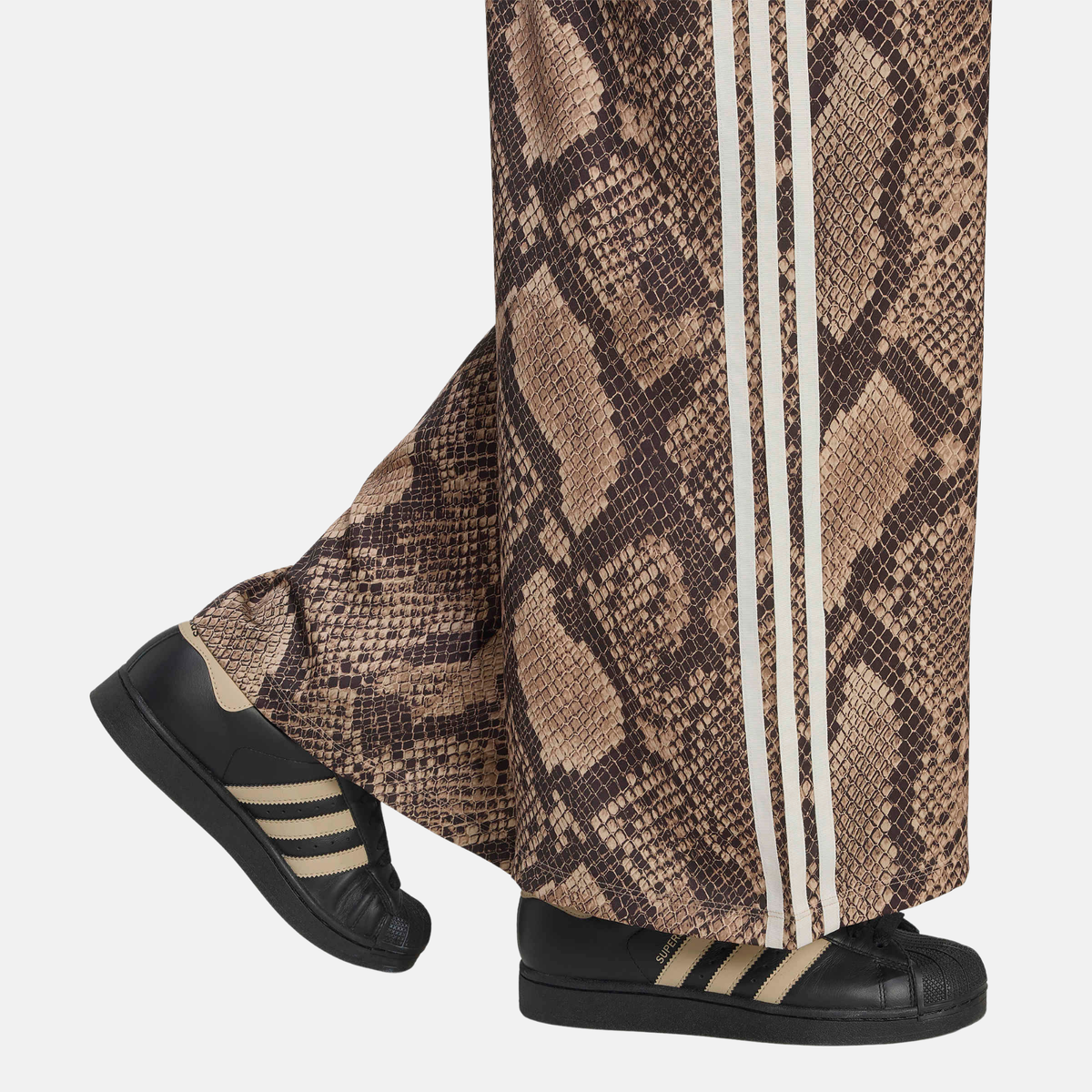 Adidas Women's Light Brown Satin Snake Print Track Pants