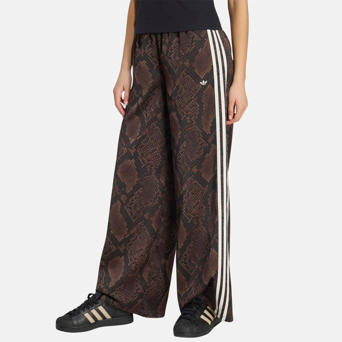 Adidas Women's Satin Brown Snake Print Track Pants