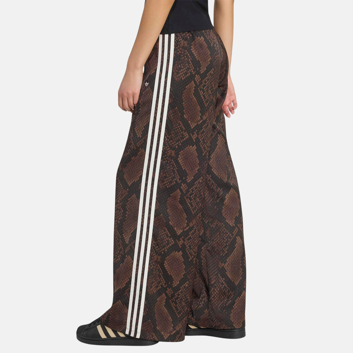 Adidas Women's Satin Brown Snake Print Track Pants