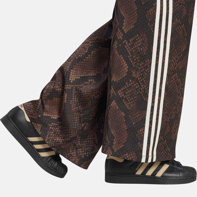 Adidas Women's Satin Brown Snake Print Track Pants