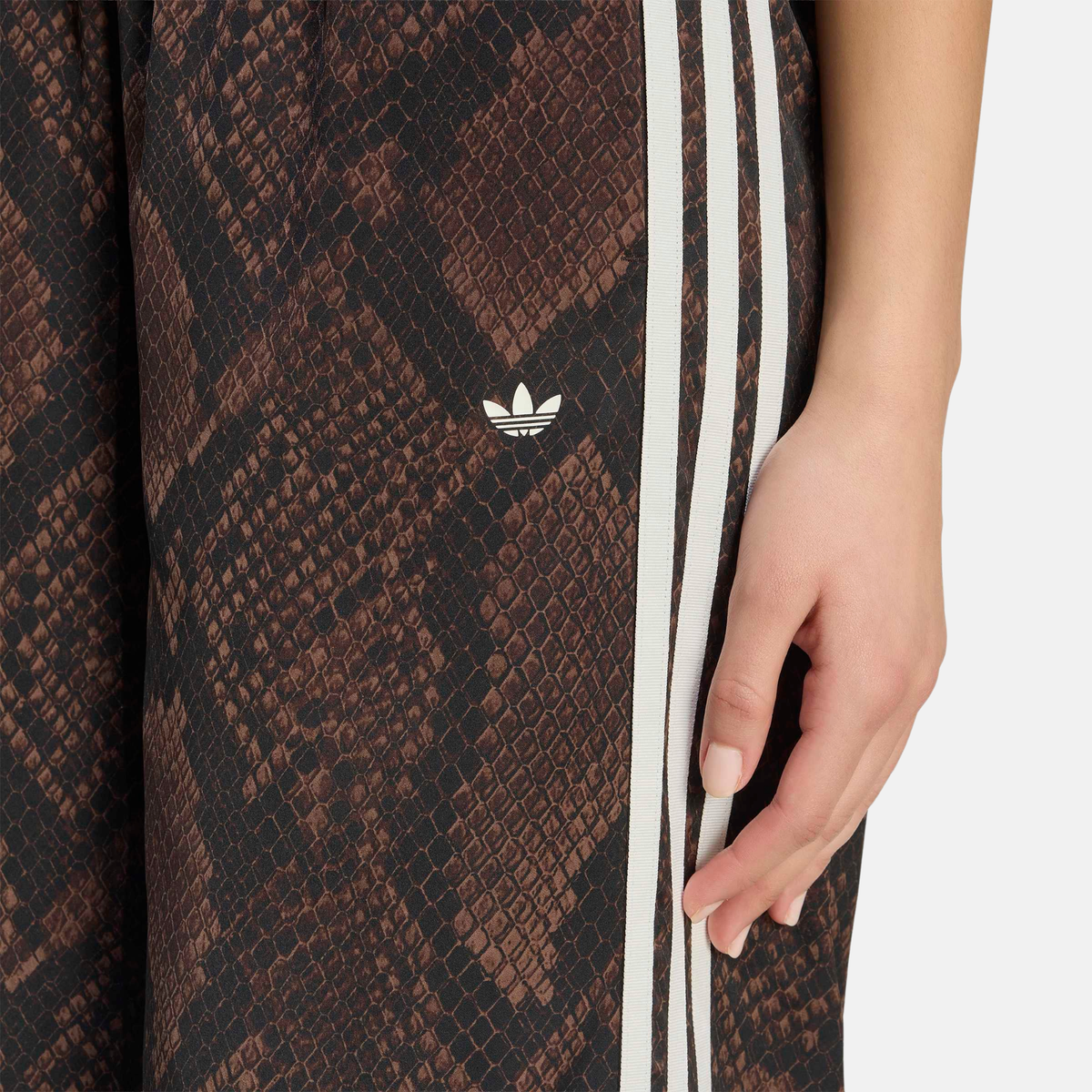 Adidas Women's Satin Brown Snake Print Track Pants