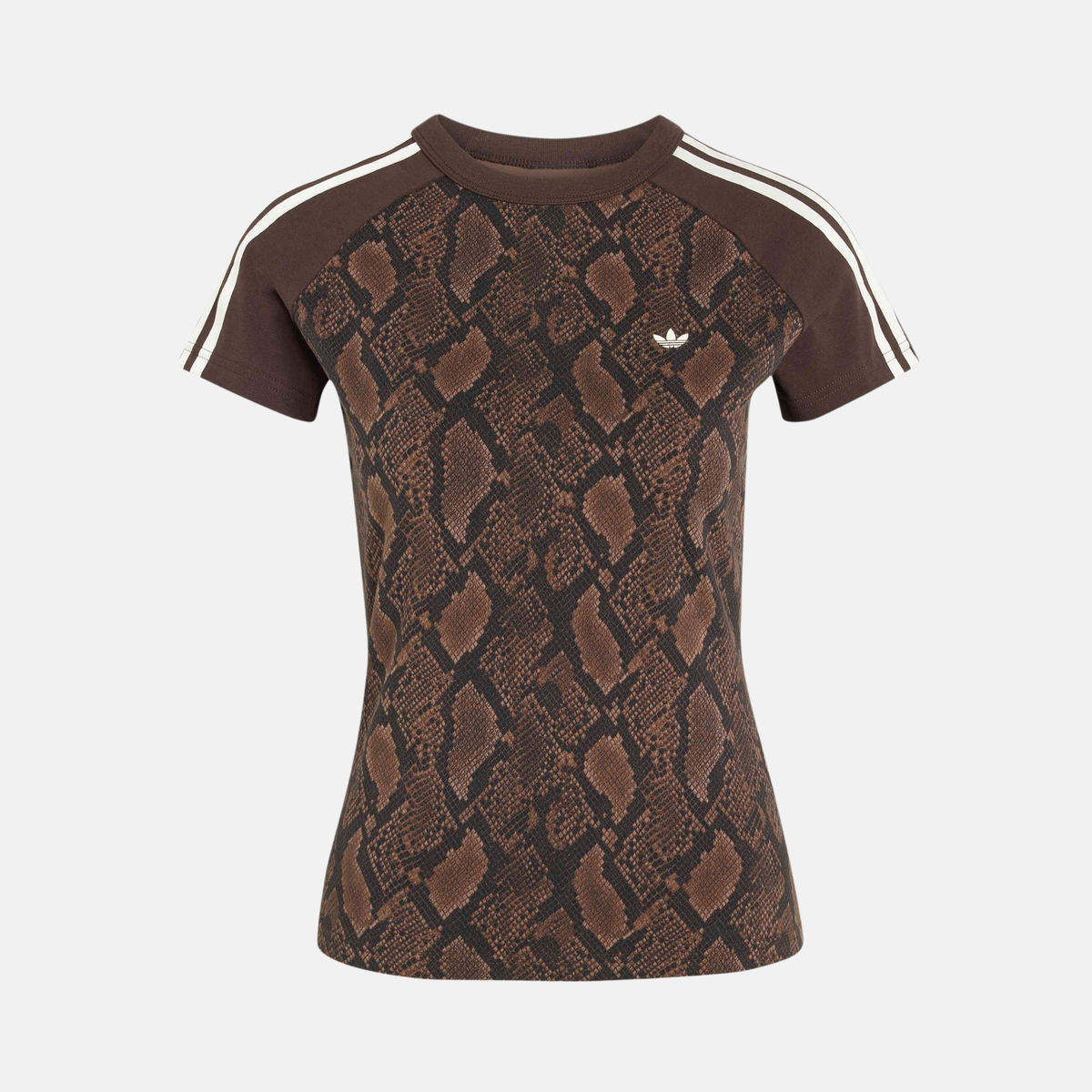 Adidas Women's Satin Brown Snake Print Cali T-Shirt