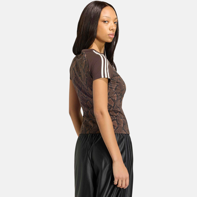 Adidas Women's Satin Brown Snake Print Cali T-Shirt