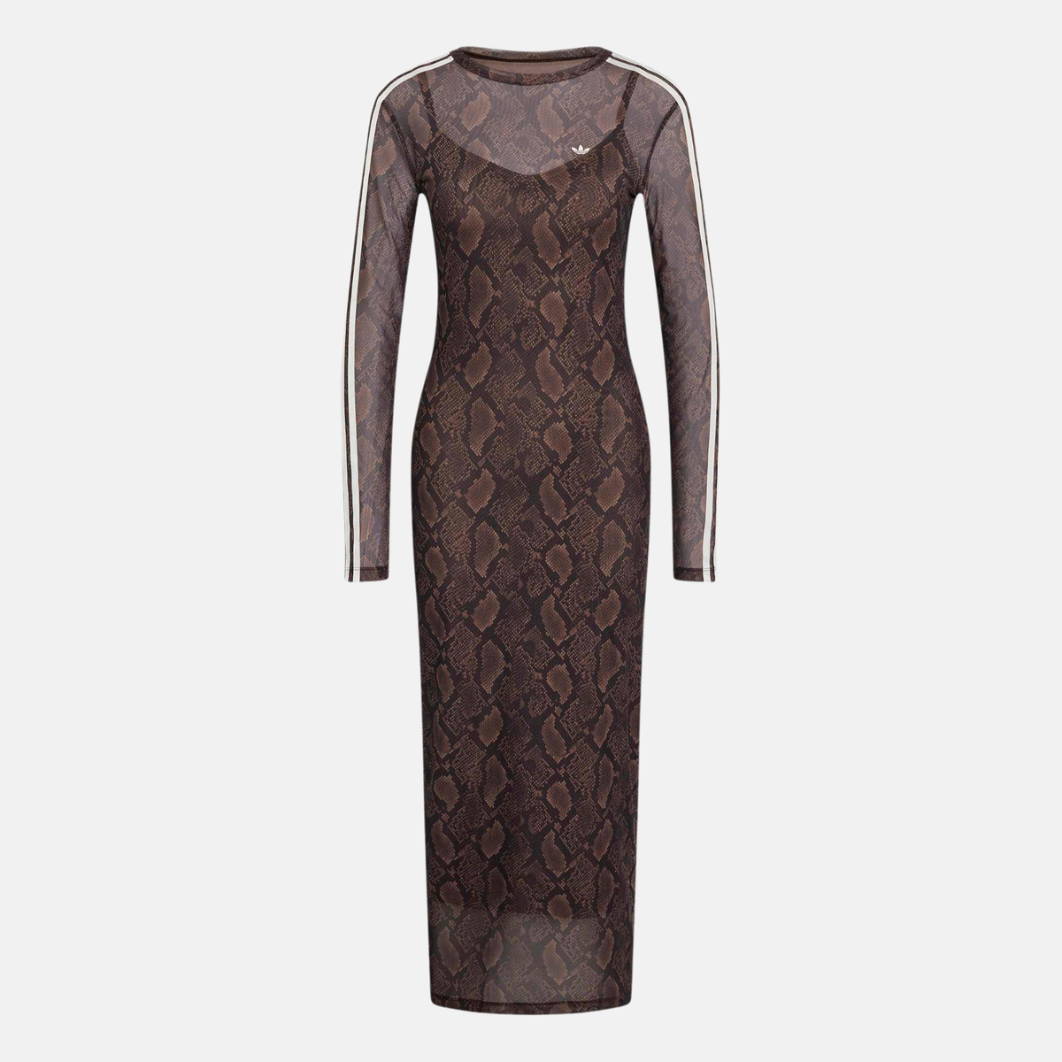 Adidas Women's Satin Brown Snake Print Maxi Dress