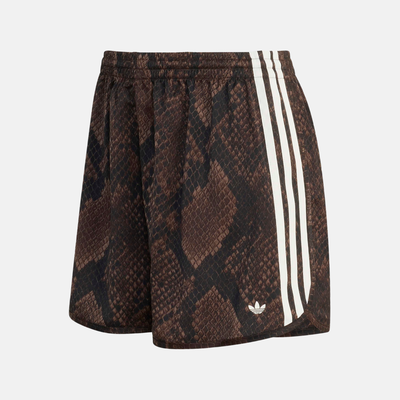 Adidas Women's Satin Brown Snake Print Shorts
