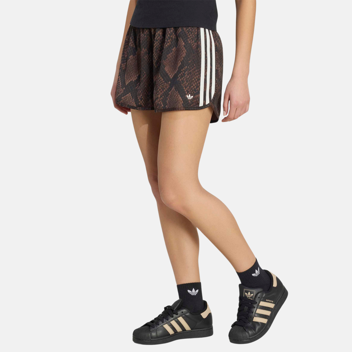 Adidas Women's Satin Brown Snake Print Shorts