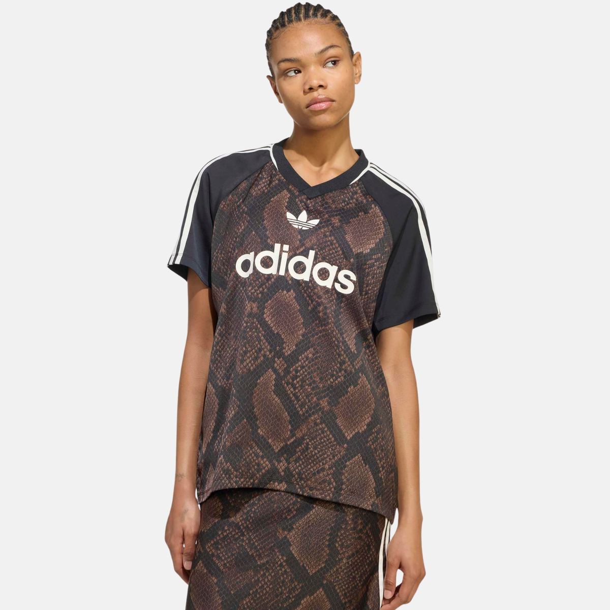 Adidas Women's Satin Brown Snake Print Jersey