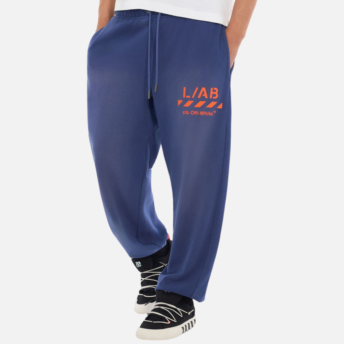Off White Diag Garment Wash Blue Jogger Pants
