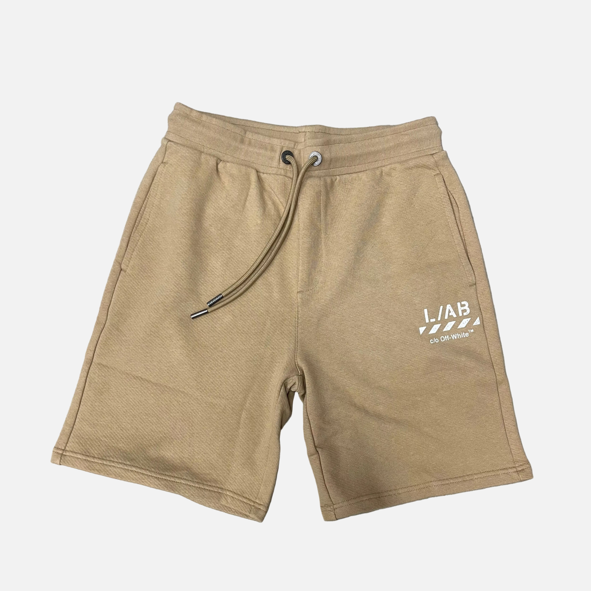 Off White Brown Diag Open Hem Jogger Shorts