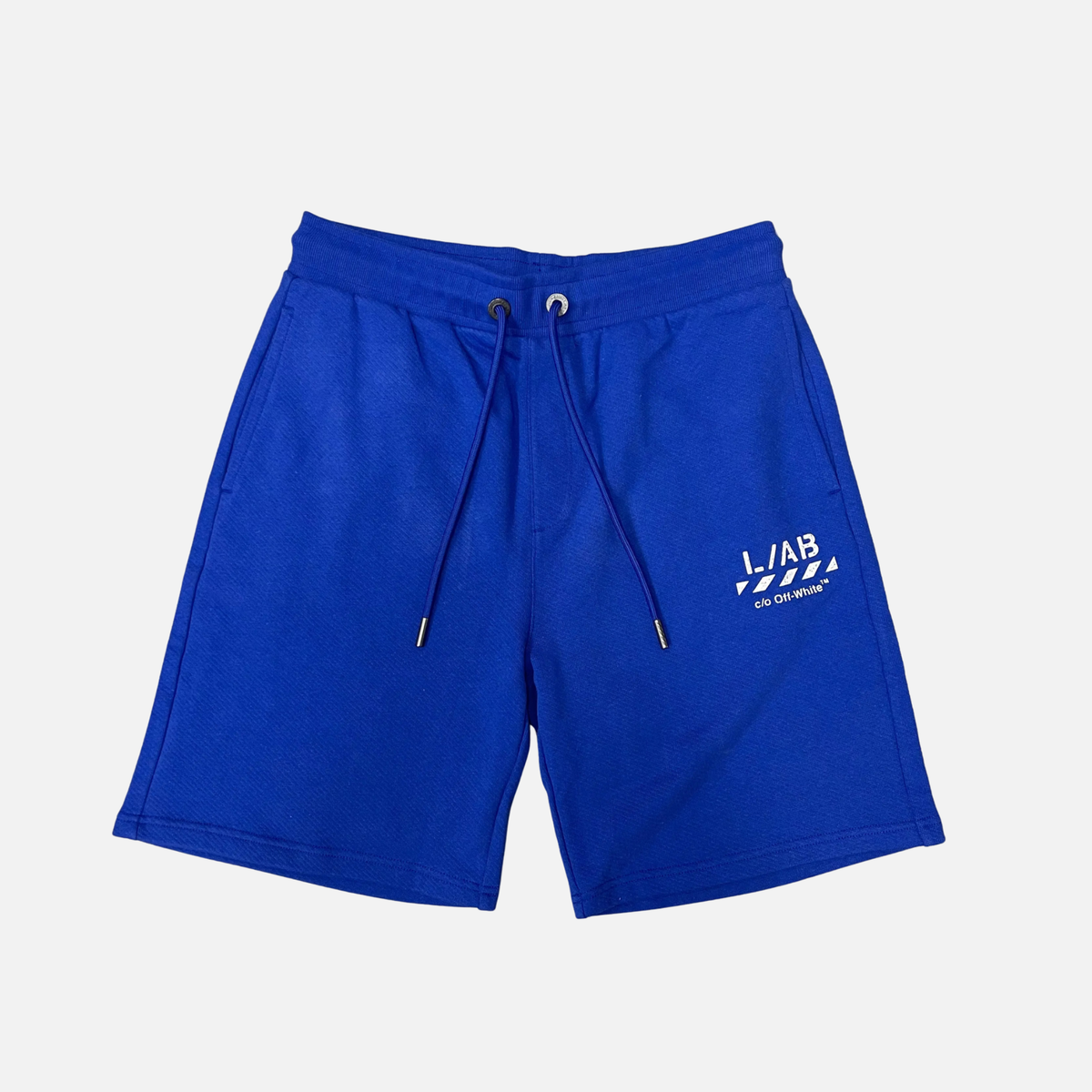 Off White Blue Diag Open Hem Jogger Shorts