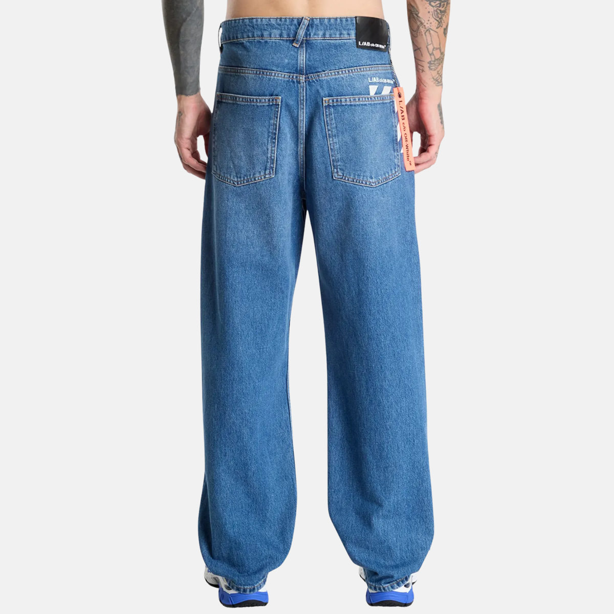 Off White Straight Fit Indigo Piped Jeans