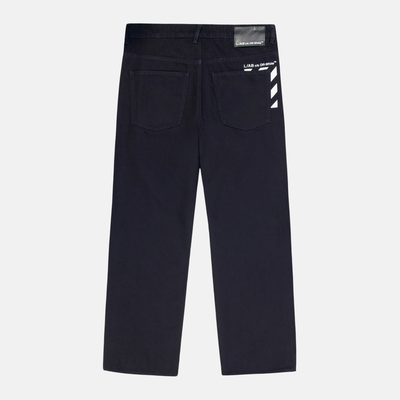 Off White Straight Fit Black Piped Jeans