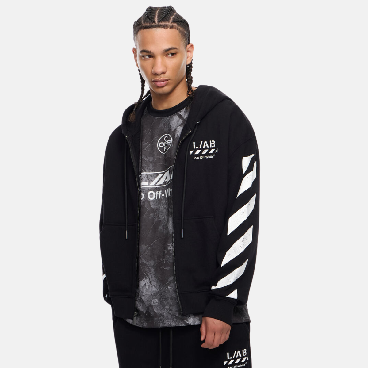Off White Diag Zip Black Hoodie