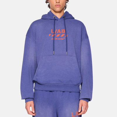 Off White Diag Garment Wash Blue Hoodie