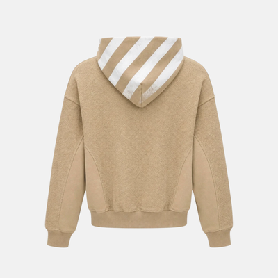 Off White Reverse Fleece Khaki Hoodie