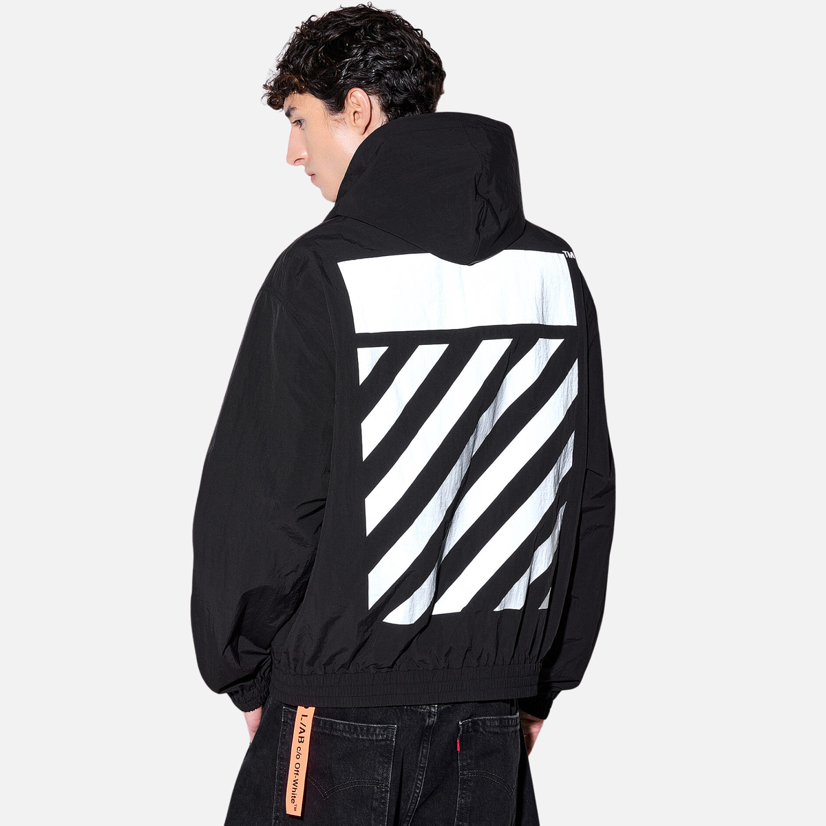 Off White Black Reflective Diag Windbreaker Jacket