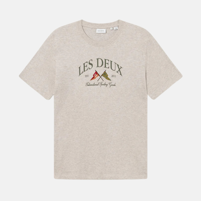 Les Deux Oatmeal Grey Melange Ivy League T-Shirt