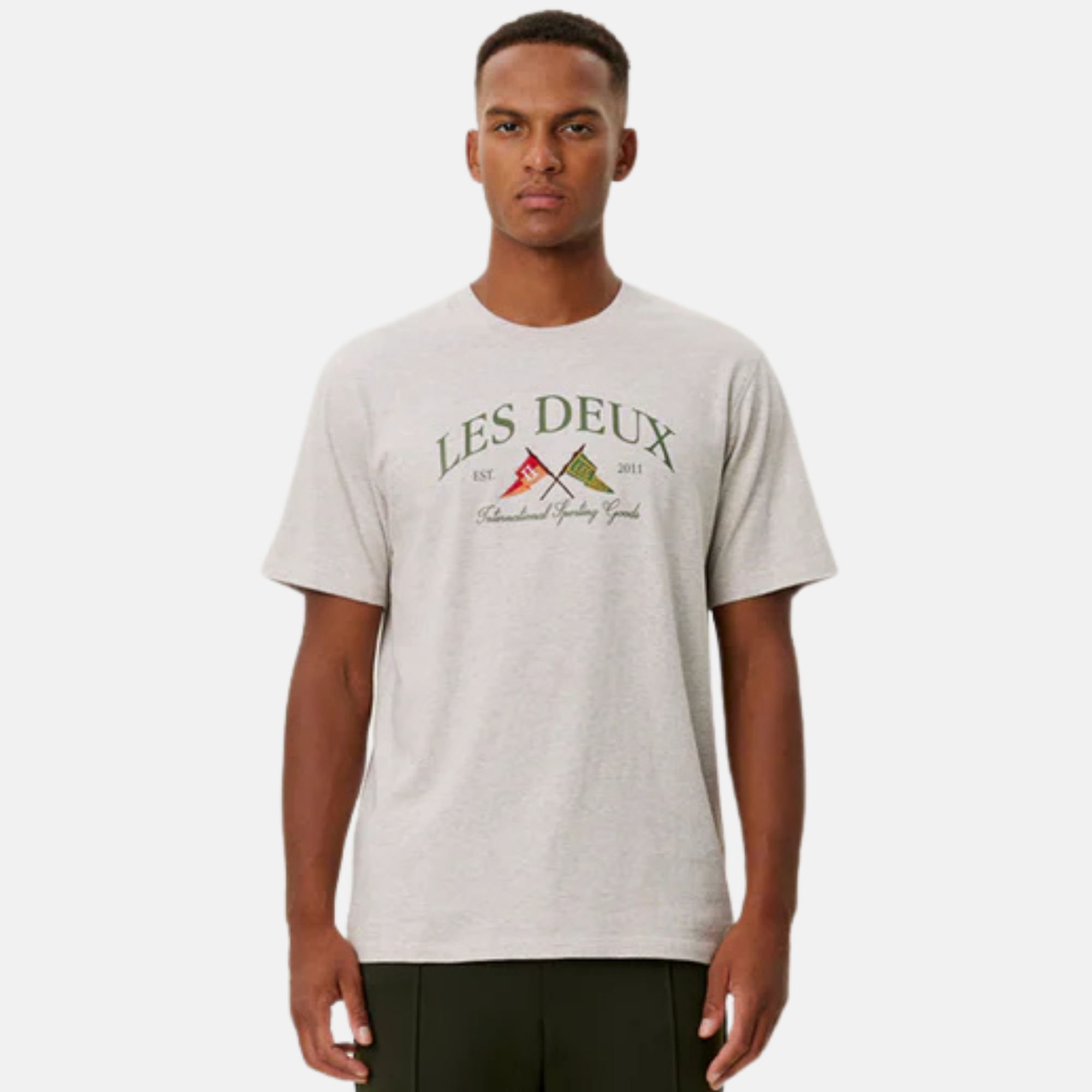 Les Deux Oatmeal Grey Melange Ivy League T-Shirt