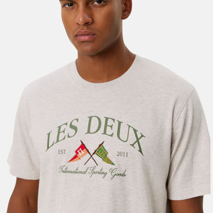 Les Deux Oatmeal Grey Melange Ivy League T-Shirt