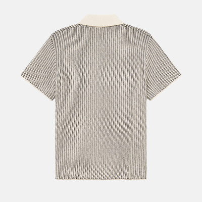 Les Deux Easton Knitted Ivory Black Button-Down Shirt