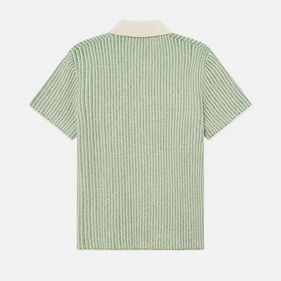 Les Deux Easton Knitted Ivory Green Button-Down Shirt