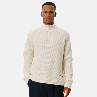 Les Deux Ivory Grady Waffle Mockneck Knit Sweatshirt