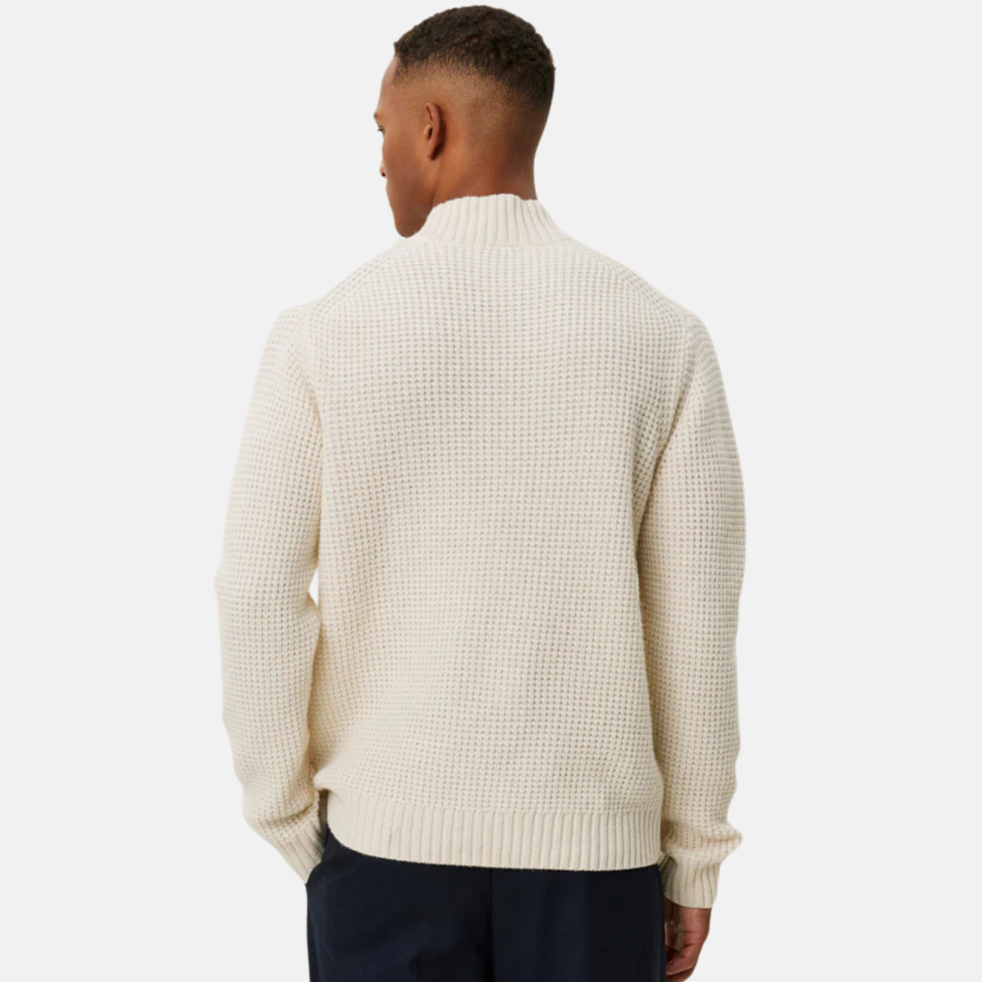 Les Deux Ivory Grady Waffle Mockneck Knit Sweatshirt