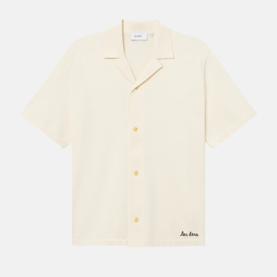 Les Deux Geoffroy Knit Ivory Button-Down Shirt