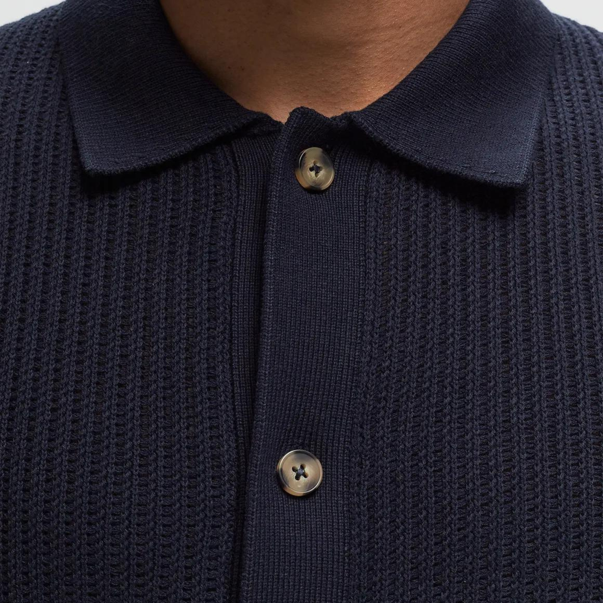 Les Deux Gustavo Knit Dark Navy Shirt