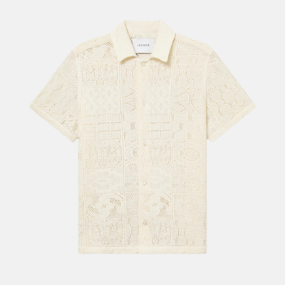 Les Deux Hector Lace Ivory Button-Down Shirt