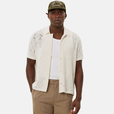 Les Deux Hector Lace Ivory Button-Down Shirt