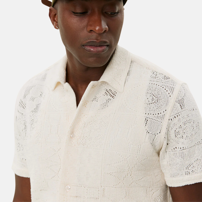 Les Deux Hector Lace Ivory Button-Down Shirt