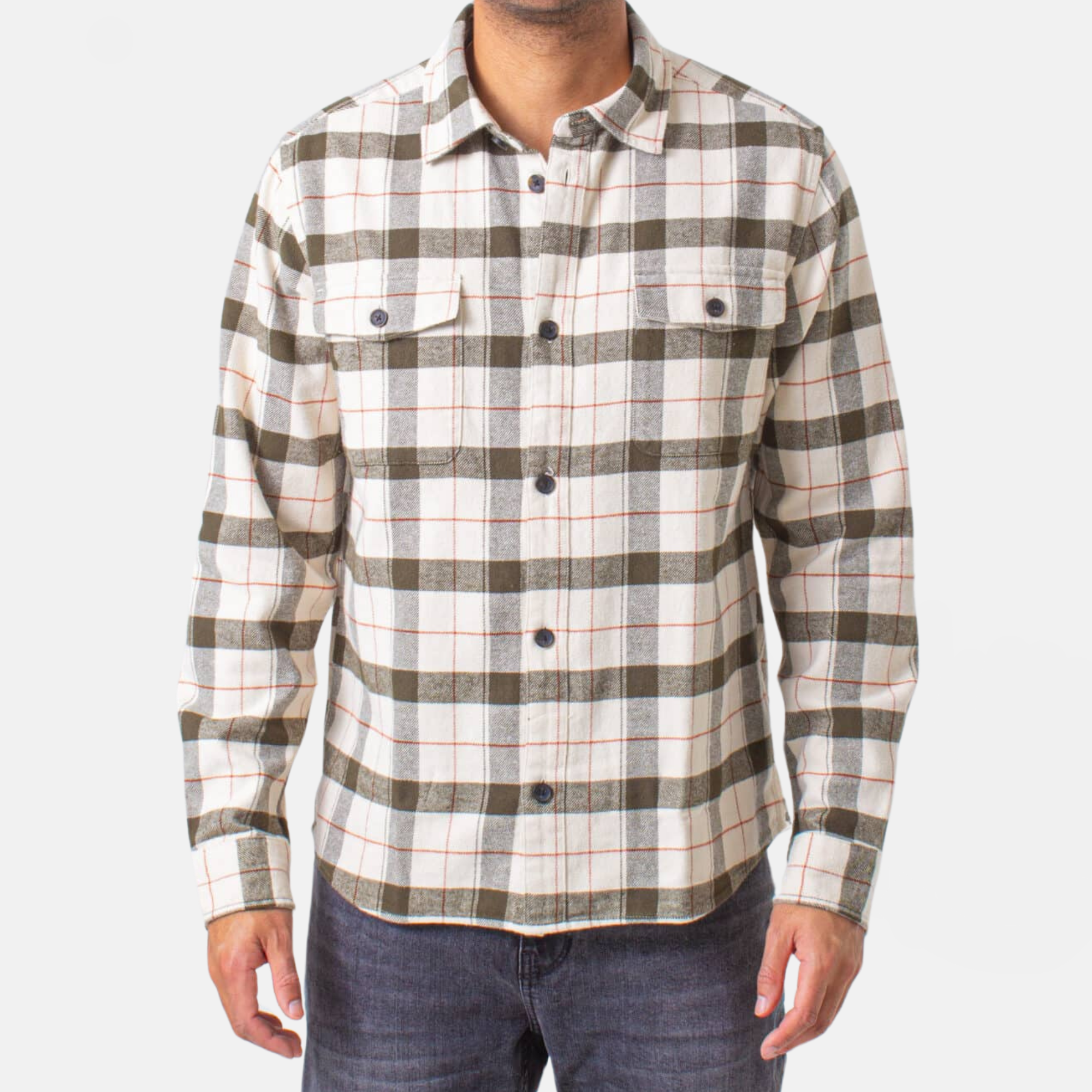 Les Deux Ivory Lennon Flannel Check Overshirt