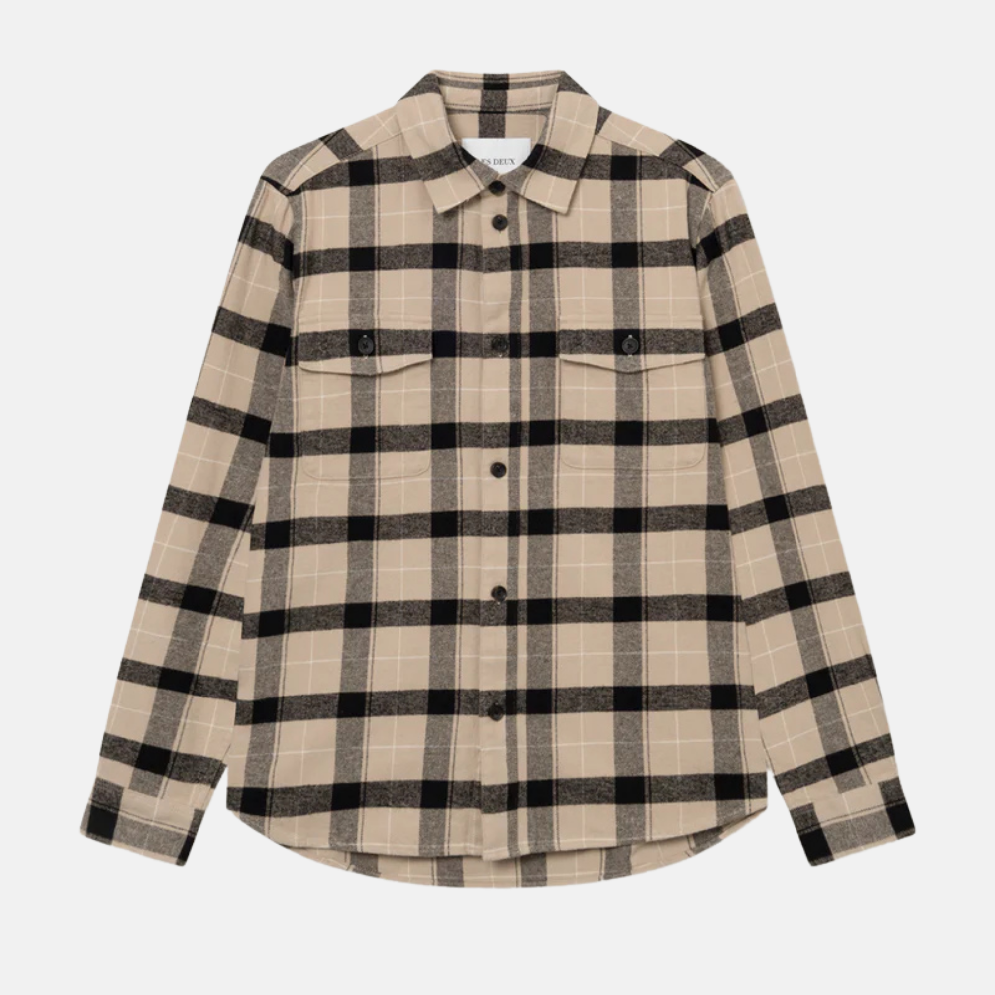 Les Deux Dark Sand Lennon Flannel Check Overshirt